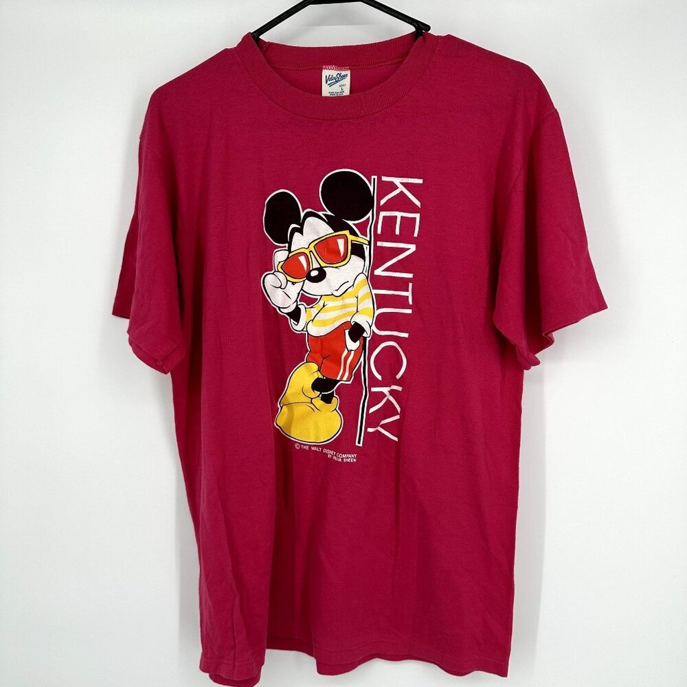 Mickey Mouse Shirt Vintage 80's Size‎ Large Kentucky Pink